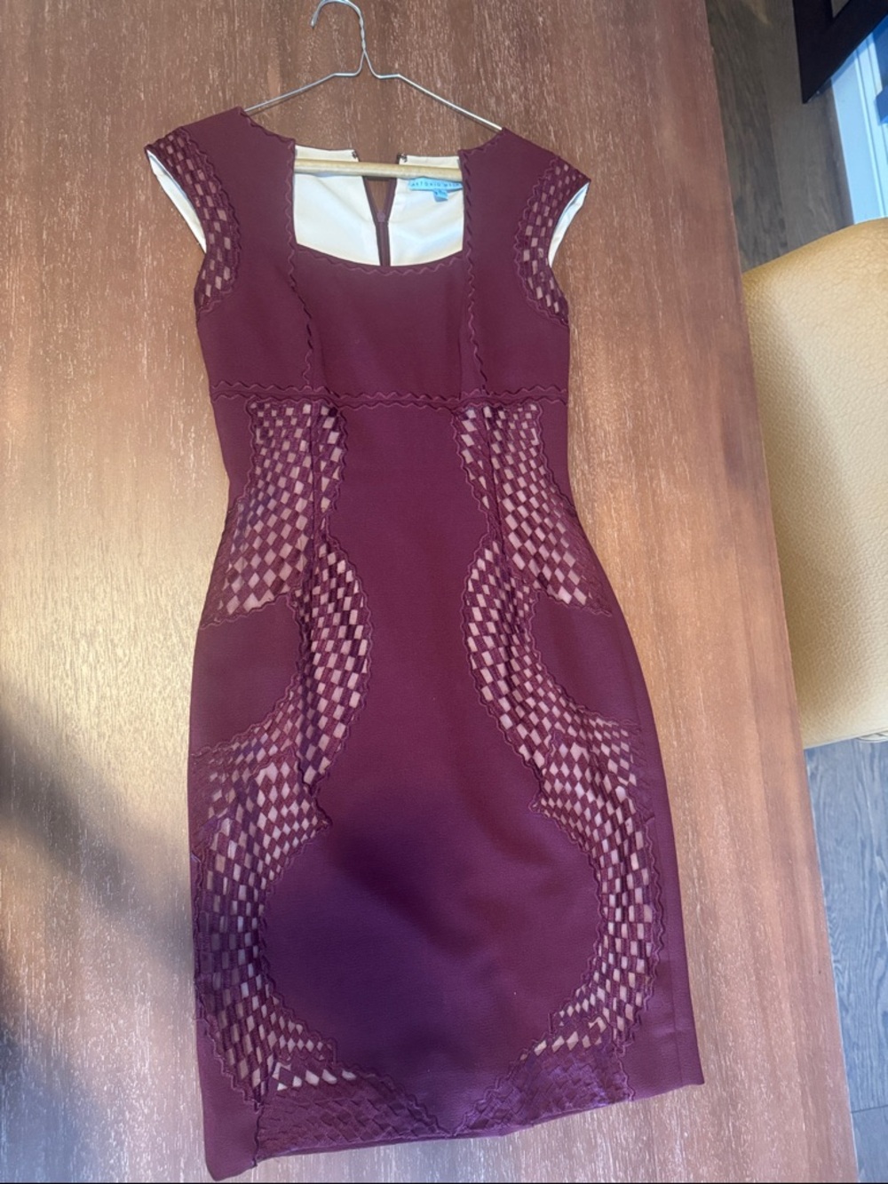 ANTONIO MELANI Plum Lace-Panel Midi Dress